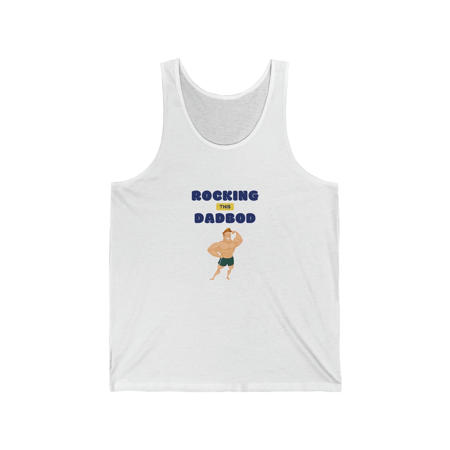 Rocking Dad Bod Jersey Tank, beach wear, male white tank, whie casual Tank, Men&