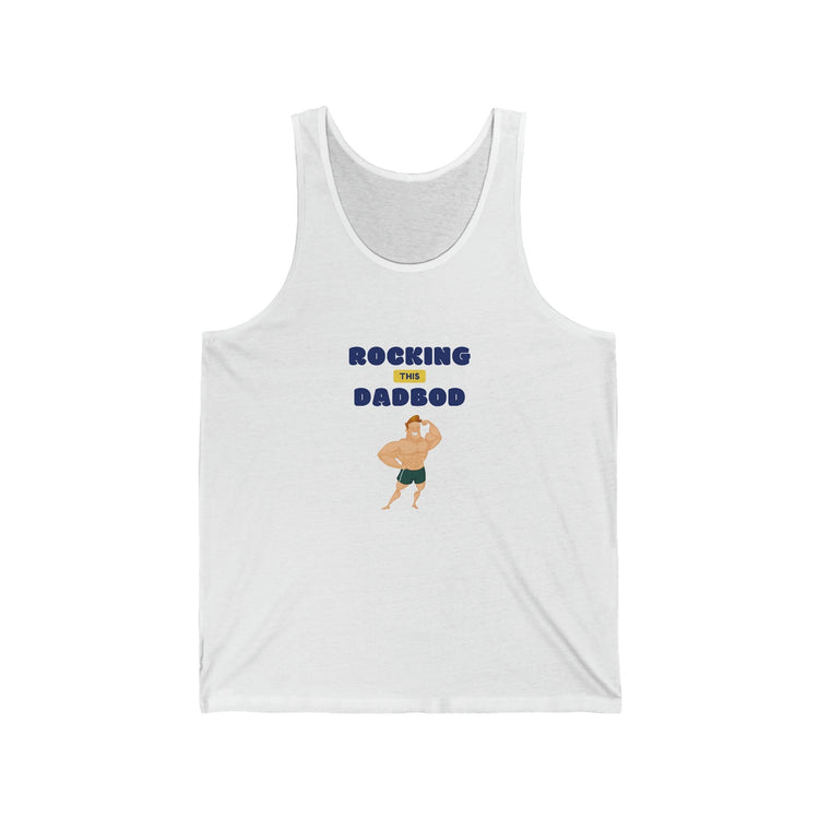 Rocking Dad Bod Jersey Tank, beach wear, male white tank, whie casual Tank, Men&