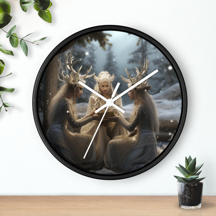Wall Clock, Designer Holiday mystical white Xmas home office bedroom wall personal Christmas gift