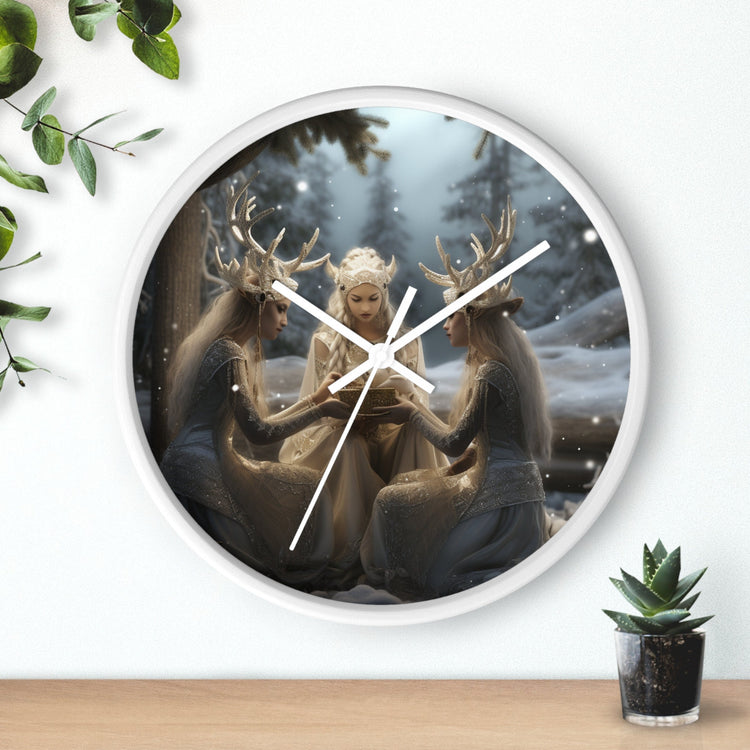 Wall Clock, Designer Holiday mystical white Xmas home office bedroom wall personal Christmas gift