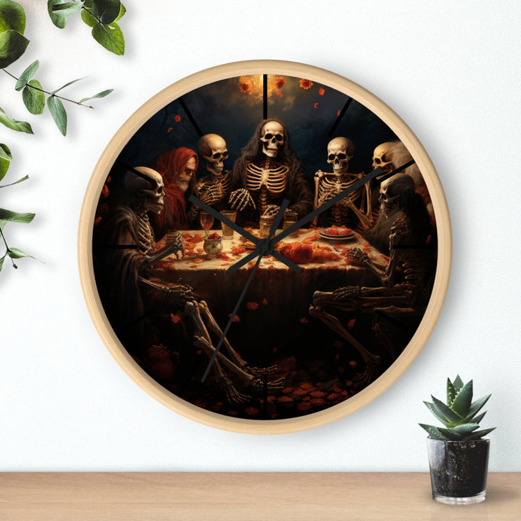 Wall Clock, Halloween Day of the dead last supper Fall portrait art kitchen hallway office family gift clock