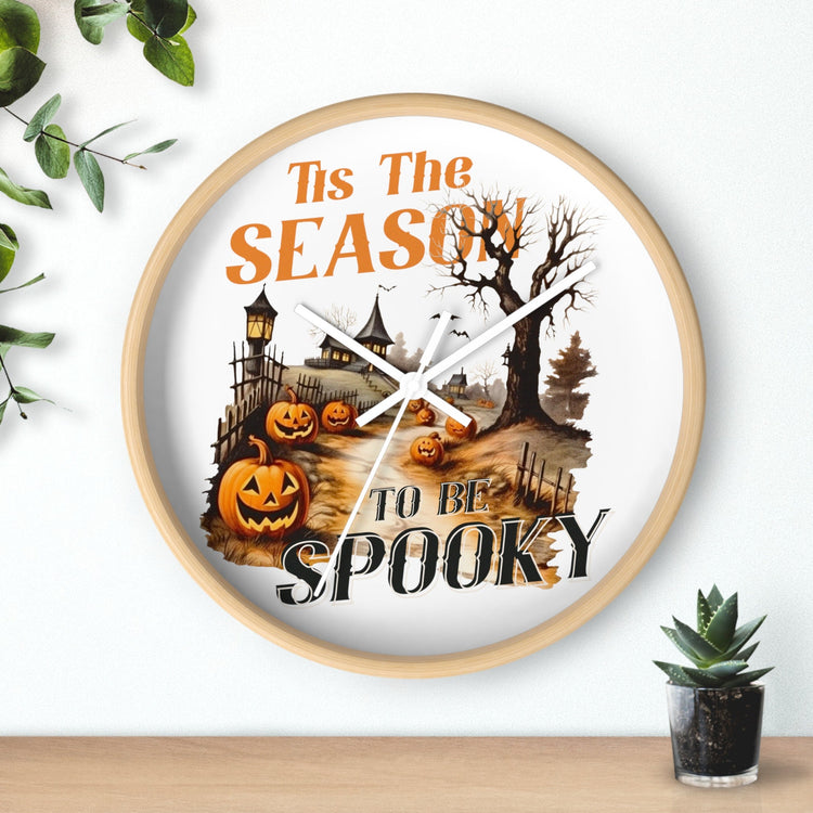 Wall Clock, Spooky Halloween novelty kitchen hallway home office fall autumn season decorative clock