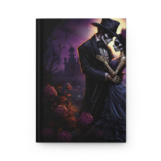 Hardcover Journal , Day of the dead halloween design vibrant color couple portrait novelty diary meditation writing keepsake notebook pad