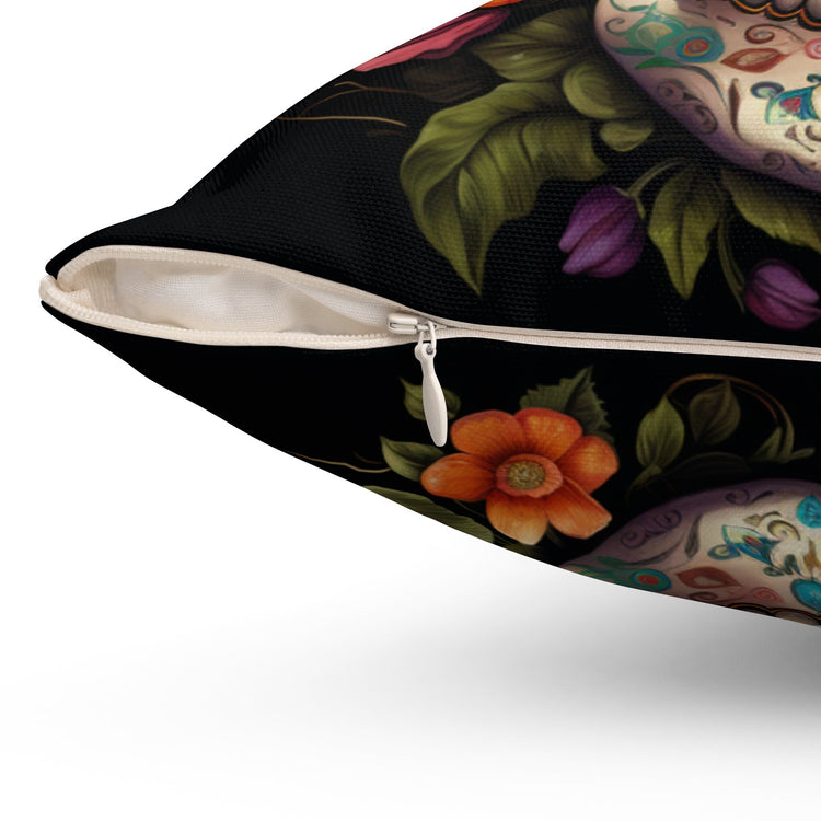 Square Pillow, Day of the dead Dia de Los Muertos colorful floral Halloween throw bedroom couch pillow house warming gift