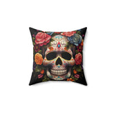 Square Pillow, Day of the dead Dia de Los Muertos colorful floral Halloween throw bedroom couch pillow house warming gift