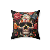 Square Pillow, Day of the dead Dia de Los Muertos colorful floral Halloween throw bedroom couch pillow house warming gift