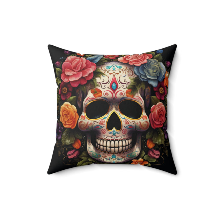 Square Pillow, Day of the dead Dia de Los Muertos colorful floral Halloween throw bedroom couch pillow house warming gift