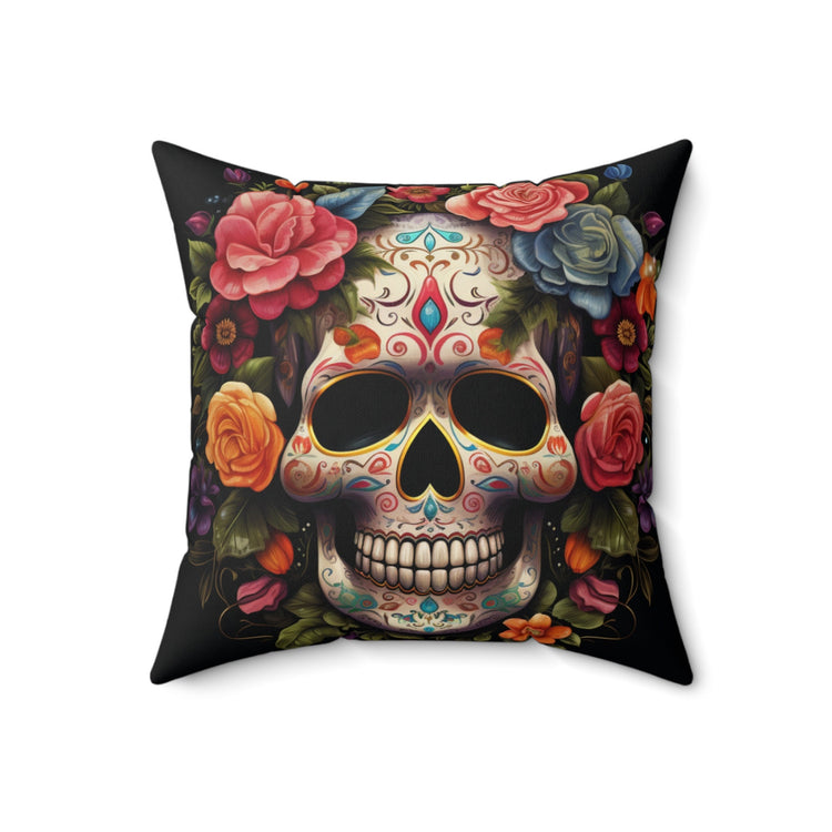 Square Pillow, Day of the dead Dia de Los Muertos colorful floral Halloween throw bedroom couch pillow house warming gift