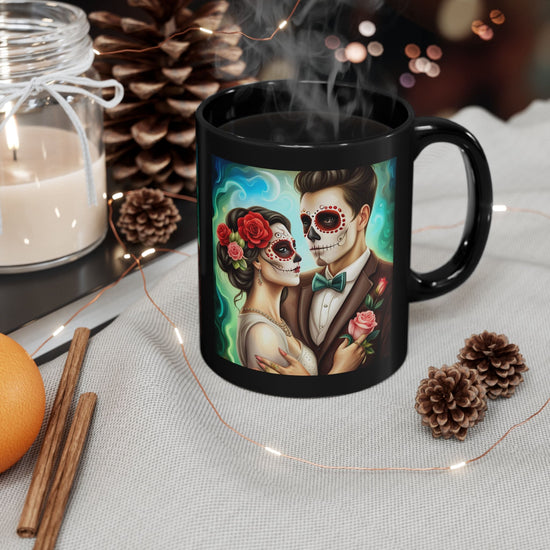 11oz Black Mug, Day of the dead, Bride and Groom, Halloween Mug, Black Novelty Mug, Wife Mug, Girlfriend Mug, Sexy Mug