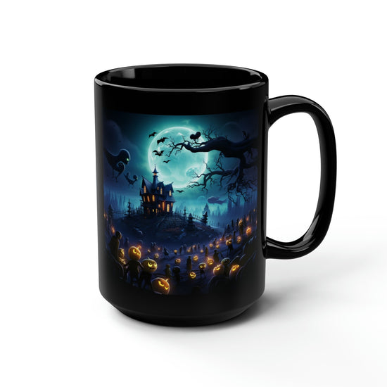Taza negra de 15 oz con temática de Pixar, para Halloween, oscura, grande, festiva, festiva, espeluznante, divertida, para café, cocina, bebidas, mañana, tarde, taza para beber
