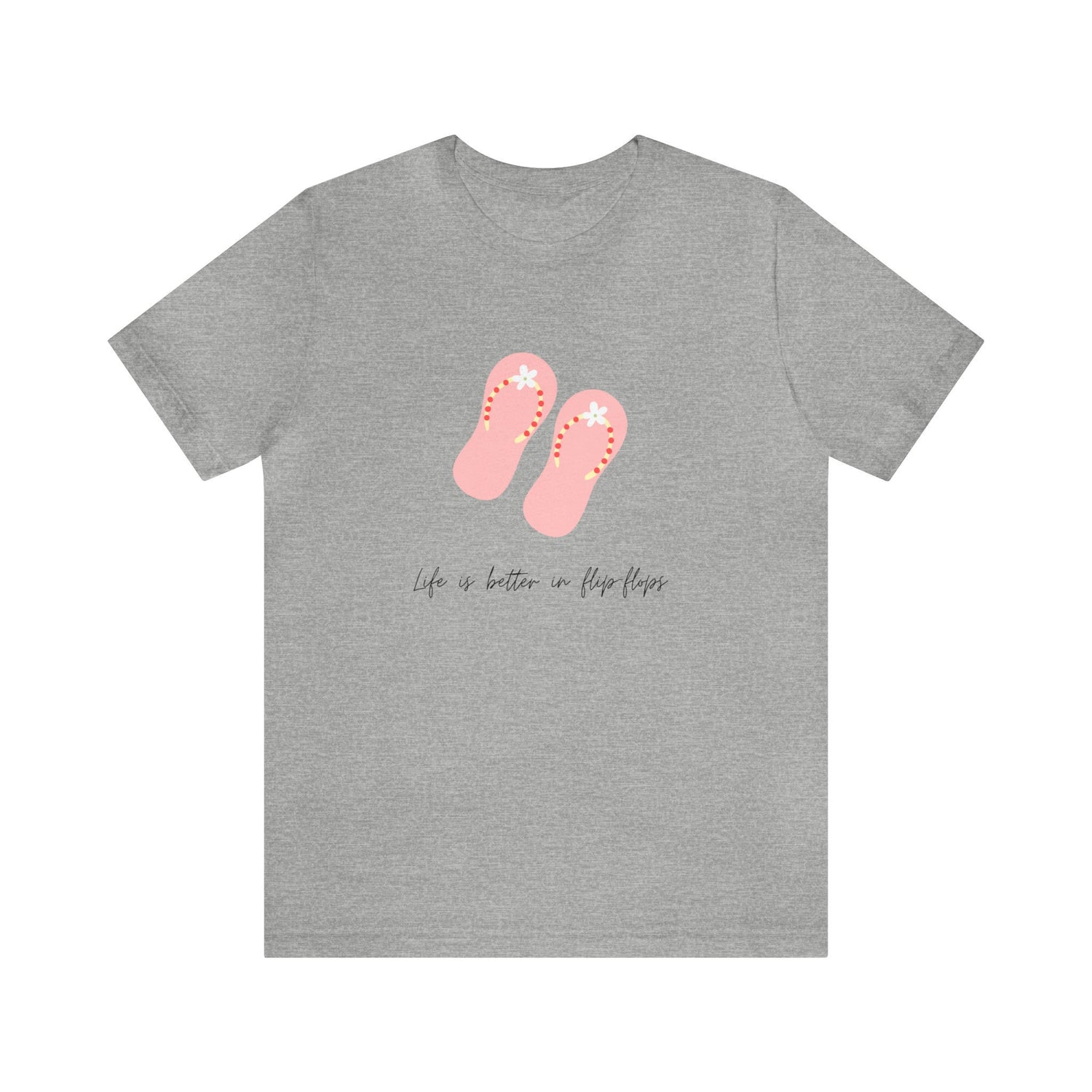Pink Unisex Flip Flop Tshirt, Fun Summer Tshirt, Pink Novelty Tshirt, yellow summer novelty Tshirt, Pink Flip Flops Tshirt