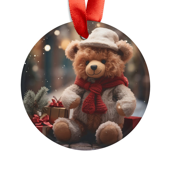 Adorno de acrílico con cinta, adorno de osito de peluche, árbol navideño, decoración para árbol de Navidad, regalo navideño, adornos para árbol