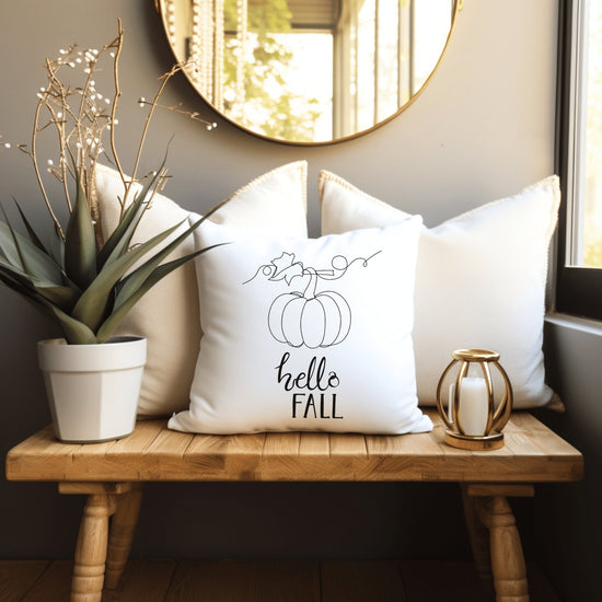 Fall Square Pillow, Thanksgiving Halloween Fall minimilist design decor holiday couch bedroom TV room decorative accent pillow