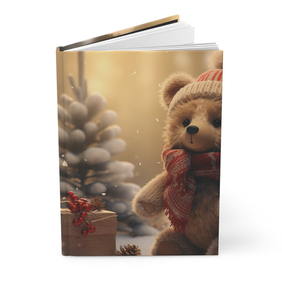 Hardcover Journal Matte, Teddy Bear Journal, Holiday Bear, Diary Book, Daily Journal, Christmas book, Holiday Gift