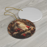 Ceramic Ornament, Mystic Christmas, Round ornament, Christmas Santa, Tree ornaments, Holiday gift, Christmas Tree decorations, Red Ornaments The Aurora Touch