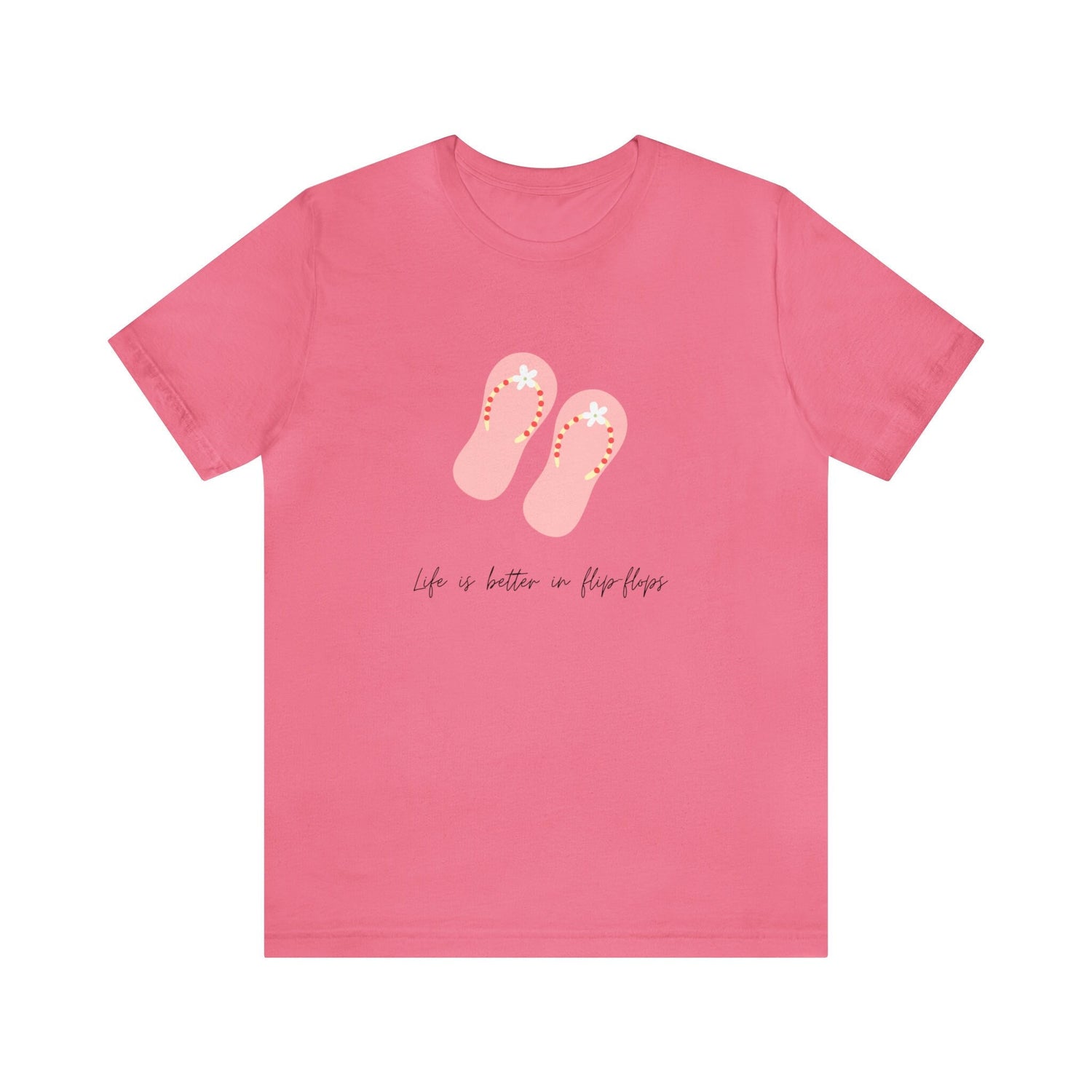 Pink Unisex Flip Flop Tshirt, Fun Summer Tshirt, Pink Novelty Tshirt, yellow summer novelty Tshirt, Pink Flip Flops Tshirt, friendship gift, girlfriend gift