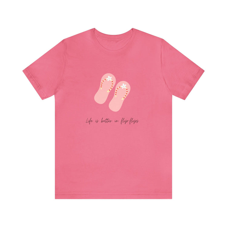 Pink Unisex Flip Flop Tshirt, Fun Summer Tshirt, Pink Novelty Tshirt, yellow summer novelty Tshirt, Pink Flip Flops Tshirt, friendship gift, girlfriend gift