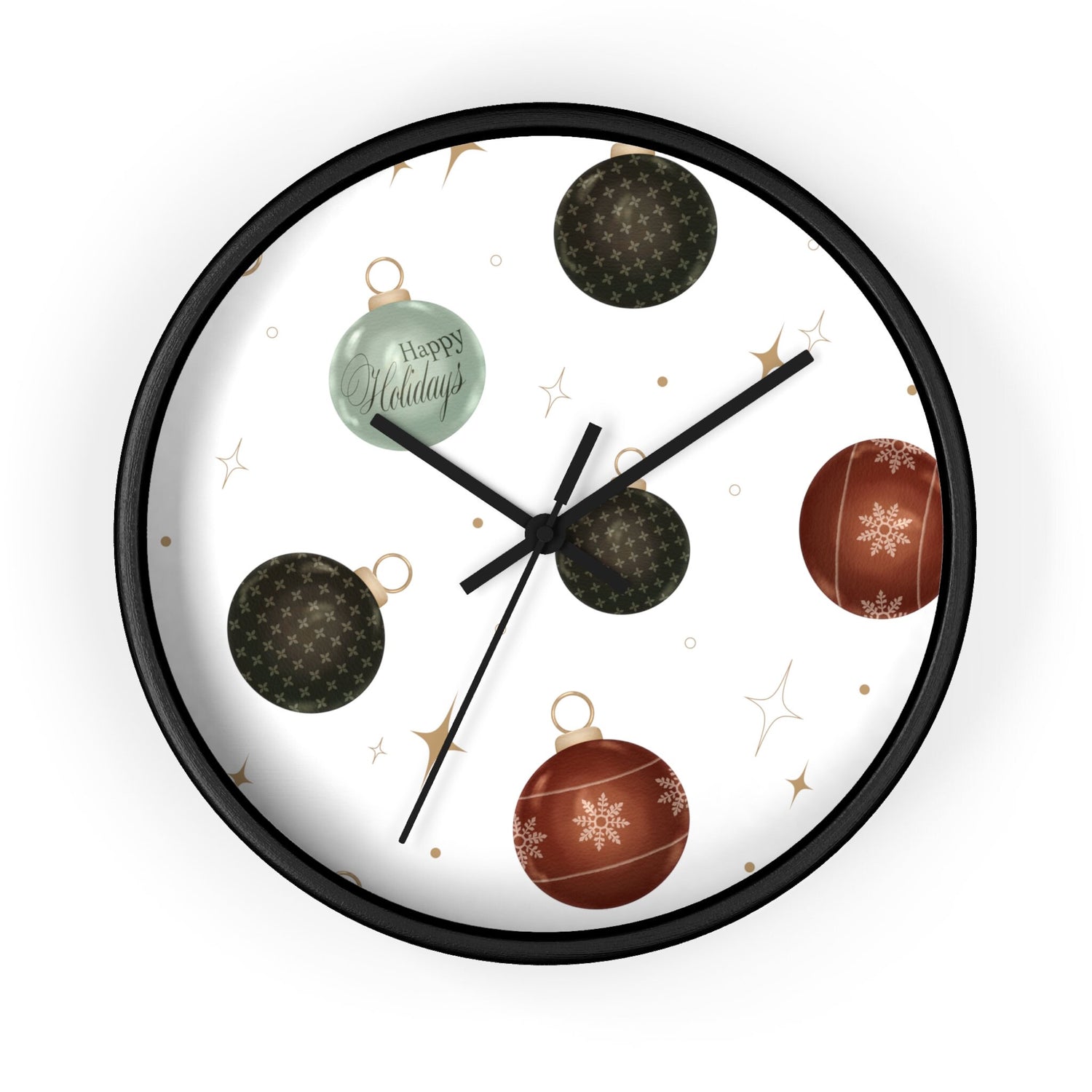 Wall Clock, Xmas color ornament wall art home office den casual room designer clock holiday family business gift