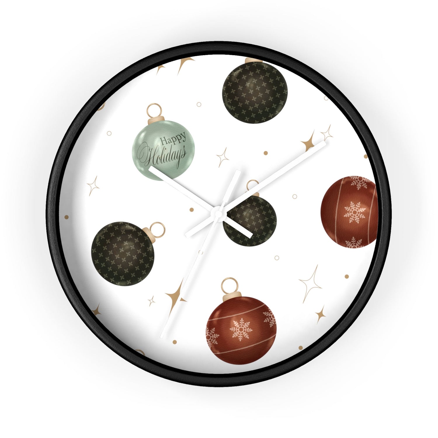 Wall Clock, Xmas color ornament wall art home office den casual room designer clock holiday family business gift