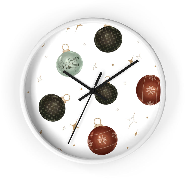Wall Clock, Xmas color ornament wall art home office den casual room designer clock holiday family business gift