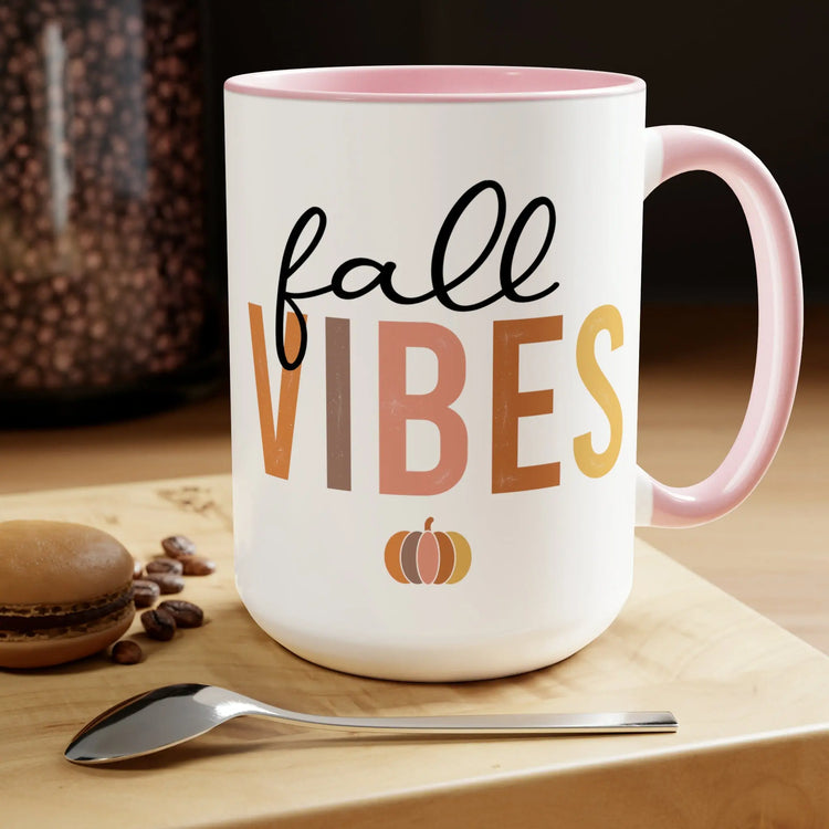 Two-Tone Coffee Mugs, 15oz, Fall vibes multi color two-tone beverage stylish classy minimilist common simple daily kitchen utility cup The Aurora Touch