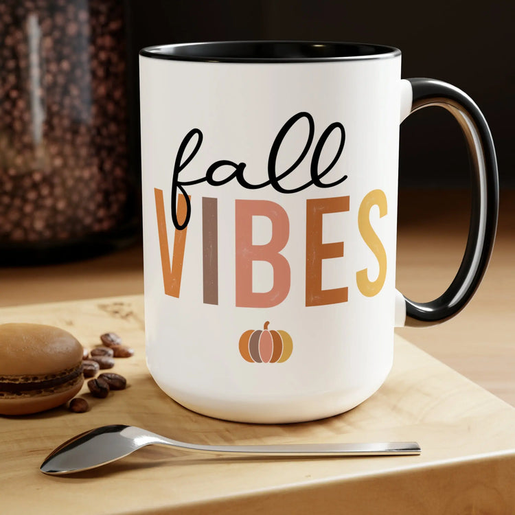 Two-Tone Coffee Mugs, 15oz, Fall vibes multi color two-tone beverage stylish classy minimilist common simple daily kitchen utility cup The Aurora Touch