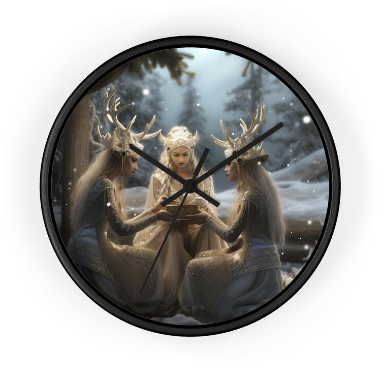 Wall Clock, Designer Holiday mystical white Xmas home office bedroom wall personal Christmas gift