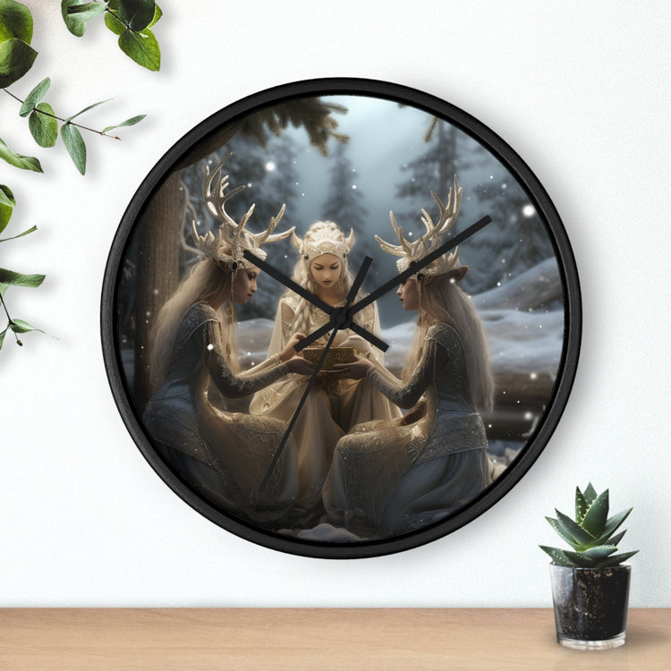 Wall Clock, Designer Holiday mystical white Xmas home office bedroom wall personal Christmas gift