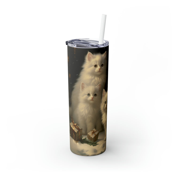 Xmas Tumbler with Straw, 20oz, Designer cup, Cat designs, Cat Lover, Xmas gift, Holiday decor, Water cup, Non-toxic