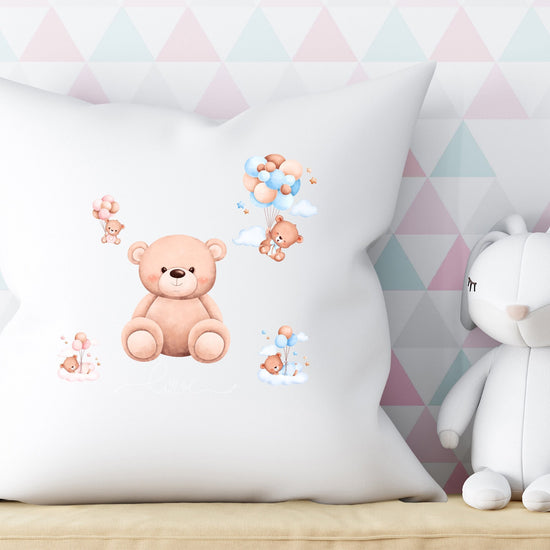 Faux Suede Square Pillow, Teddy Bear soft infant baby toddler cute child bed crib accent throw pillow