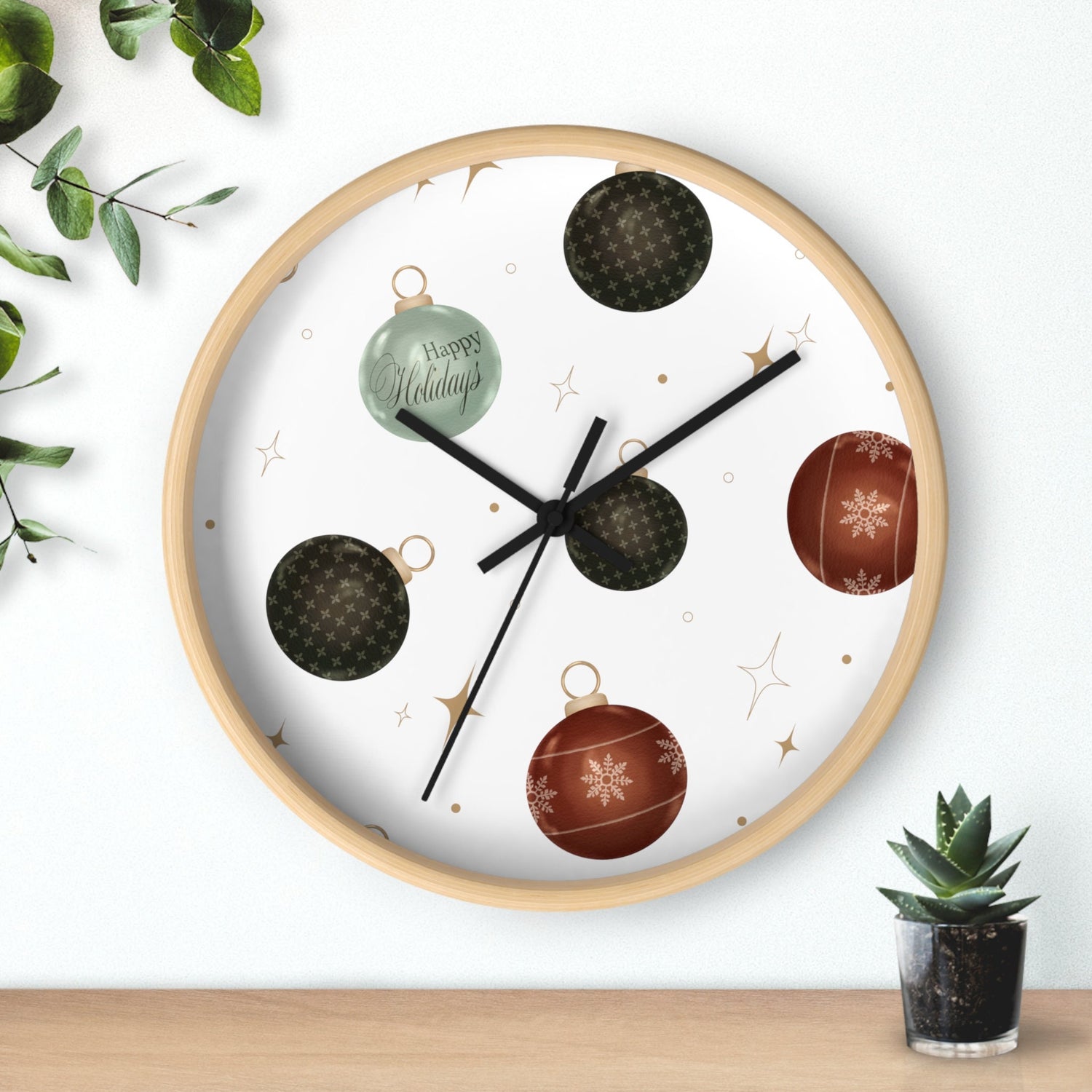 Holiday Clock, Designer Clock, Wall Art, HomeDecor,Wood Clock, Wall Clock, Gift for Mom, Office Clock