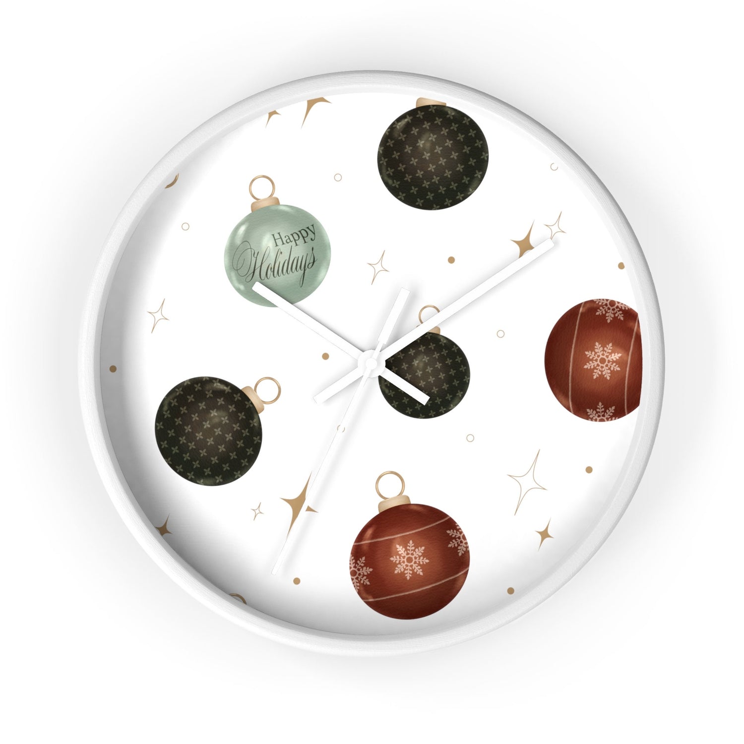 Wall Clock, Xmas color ornament wall art home office den casual room designer clock holiday family business gift