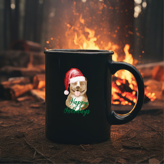 Black Mug, 15oz. PitBull Xmas, Holiday Mug, Kitchen decor, tall coffee mug, Xmas gift, Designer Mug, Pet Lover mug, Gift for him