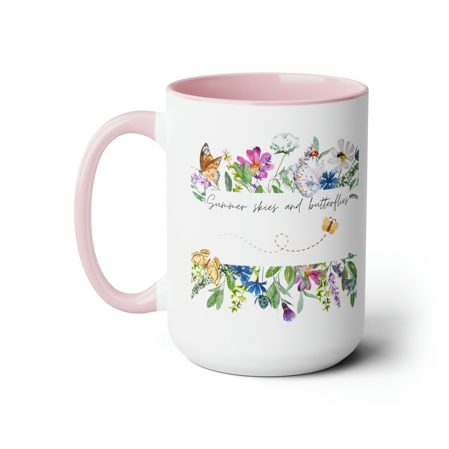 Postive mug, Butterfly Novelty Mug, White and Pink mug, 16th Birthday gift, young girl gift, birthday gift, Coffee mug, Hot Tea mug, Mug with handle