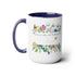 Two-Tone Coffee Mugs, 15oz., Inspirational summer skies and butterflies pretty colorful beverage cup with enlighting message