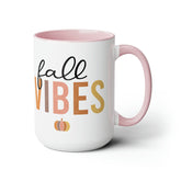 Two-Tone Coffee Mugs, 15oz, Fall vibes multi color two-tone beverage stylish classy minimilist common simple daily kitchen utility cup The Aurora Touch