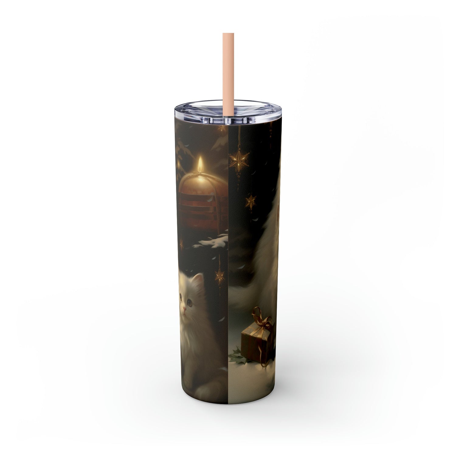 Xmas Tumbler with Straw, 20oz, Designer cup, Cat designs, Cat Lover, Xmas gift, Holiday decor, Water cup, Non-toxic