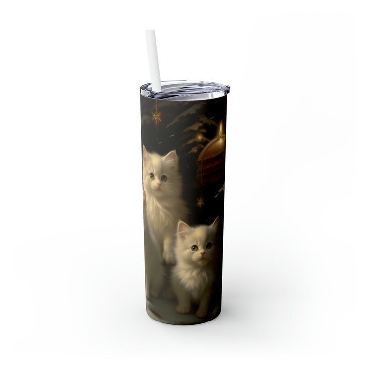Xmas Tumbler with Straw, 20oz, Designer cup, Cat designs, Cat Lover, Xmas gift, Holiday decor, Water cup, Non-toxic