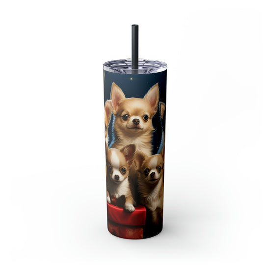 Holiday Puppy Tumbler with Straw, 20oz, Chihuahua dogs, Pet lovers cup, Fancy Tumbler, Holiday Gifts, Best gift, Travelers cup, Xmas gift