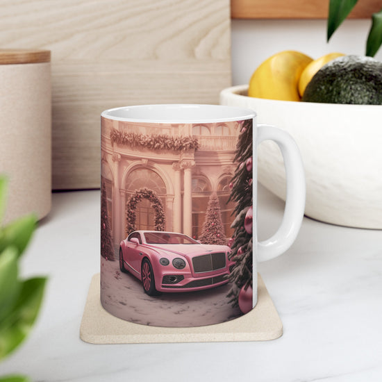 Ceramic Mug 11oz, Pink Bentley luxury boss executive holiday designer entrepreneur stylish mornine joe evening green tea classy decor mug