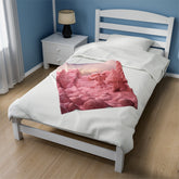 Christmas Gingerbread Man Velveteen Plush Blanket, Pink Bedspread, Soft Fleece Throw, Child Bed Cover, Holiday Gift Idea