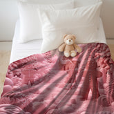 Velveteen Plush Blanket, Pink Gingerbread Man, Soft and Cozy Blanket, Pink Bedspread, Child Bed Cover, Soft Fleece Throw
