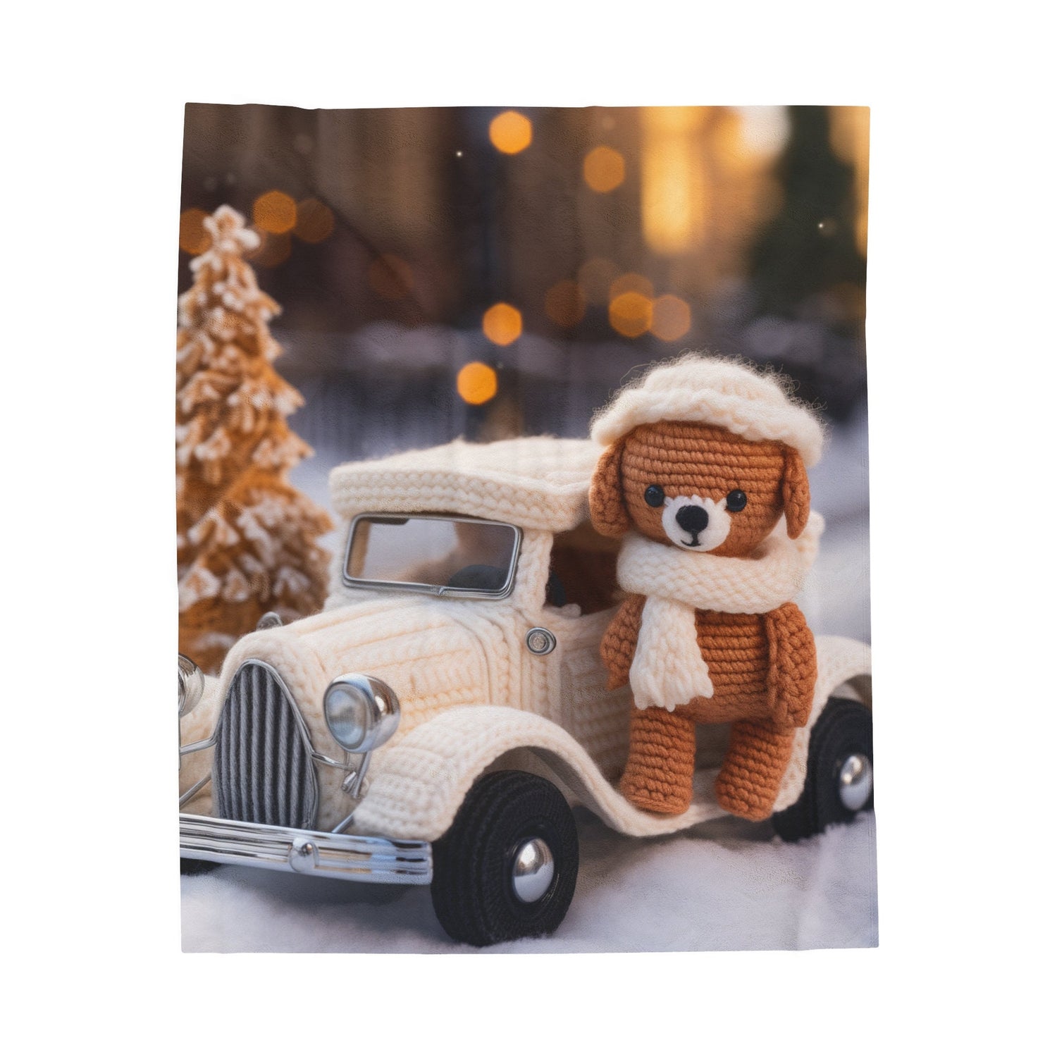 Velveteen Plush Blanket, Kid cozy soft Teddy Bear crochet child toddler bedroom warm soft adorable crib fleece Xmas holiday gift