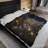 Velveteen Plush Blanket, Holiday Theme Blanket, Xmas Fleece Bed Cover, Holiday Couch Throw, Winter Warm Covers, Soft Cozy Blanket