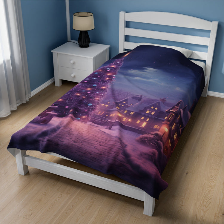 Luxurious Velveteen Plush Blanket - Cozy Purple Christmas Blanket Sale