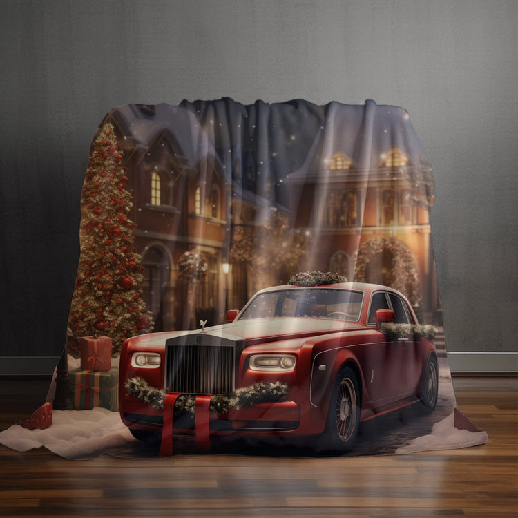 Velveteen Plush Blanket, Holiday Red Blanket, Xmas Style Blankets, Cozy Fireplace Blanket, Xmas Couch Throw, Luxury Car Designs