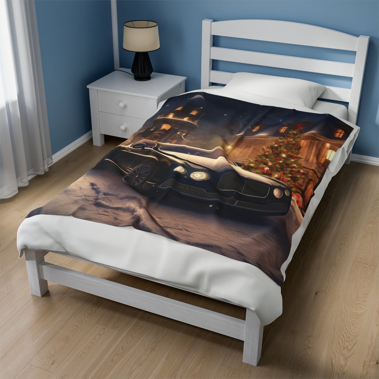 Velveteen Plush Blanket, black Bentley fancy luxury car designer snuggle fireplace couch guest room holiday throw blanket.