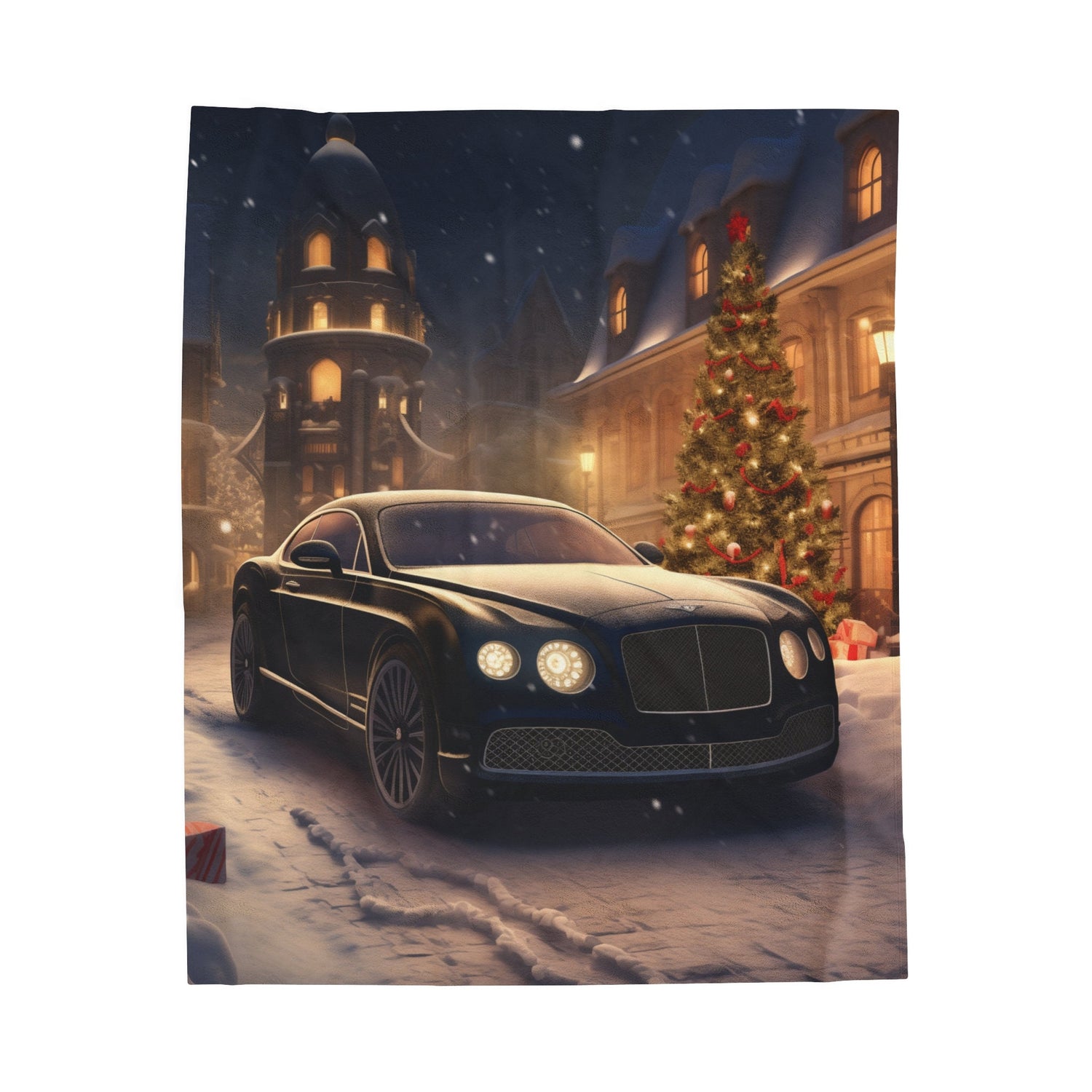 Velveteen Plush Blanket, black Bentley fancy luxury car designer snuggle fireplace couch guest room holiday throw blanket.