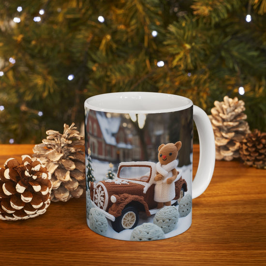 Ceramic Mug 11oz,Gingerbread Crochet, Crochet designs, Xmas mugs, Holiday Novelty items, Holiday sale, great xmas gift, Office gifts