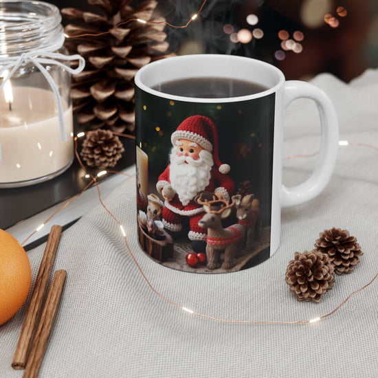 Ceramic Mug 11oz, Crochet Santa, Holiday mugs, Santa mug, Best Xmas mugs, Xmas gift, Teacher gift, Nurse gift